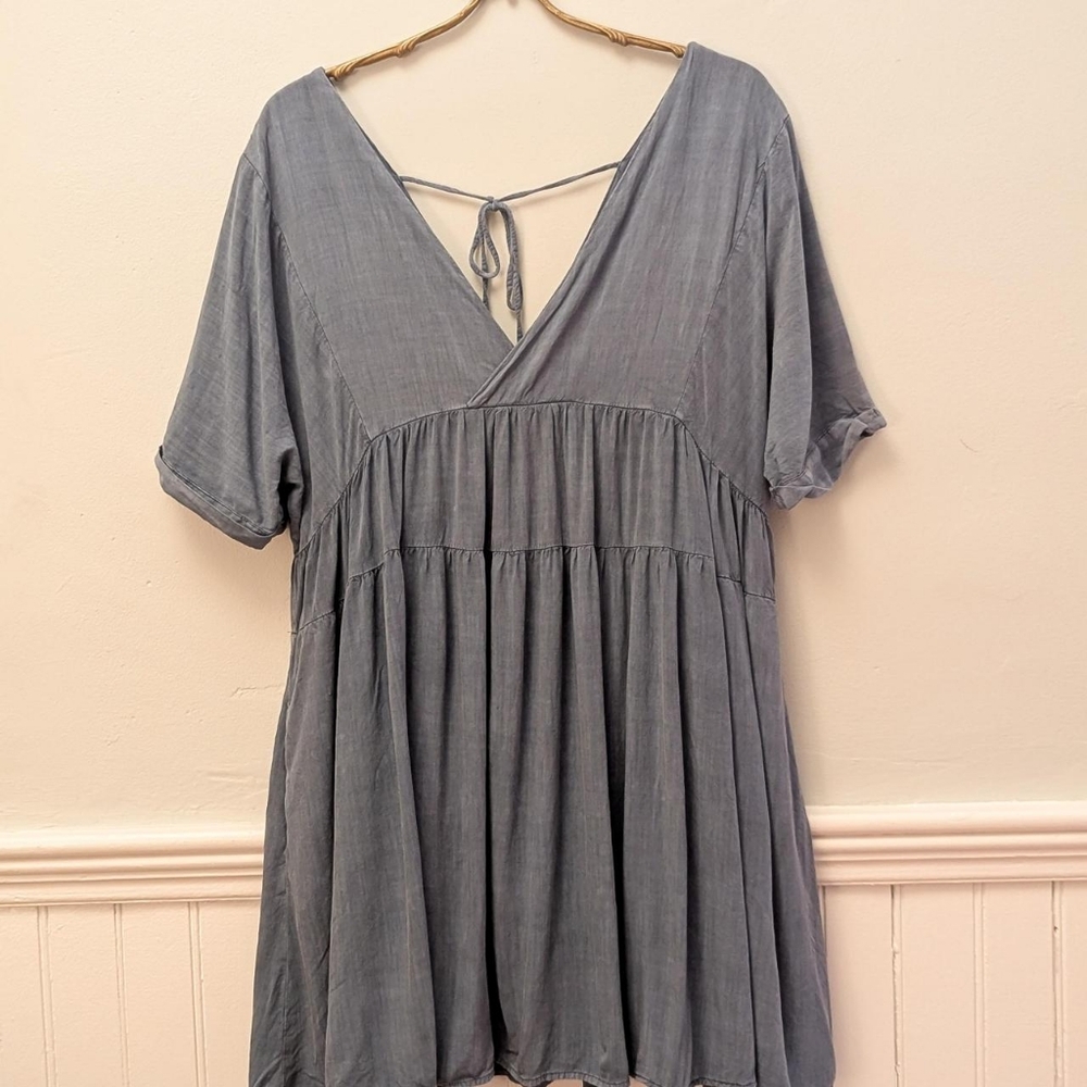 Mustard Women's Blue and Gray Dress